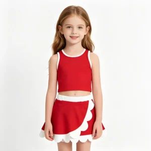 Sleeveless Scallop Girls Activewear Set