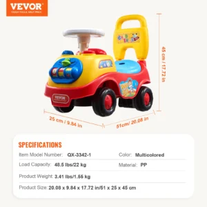 Toddler Ride-On Push Car with Music