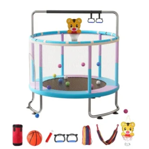 Kids Trampoline with Hoop & Swing